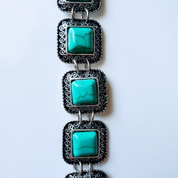Signed 925 Sterling Silver & Turquoise Bracelet - Picture 3 of 4